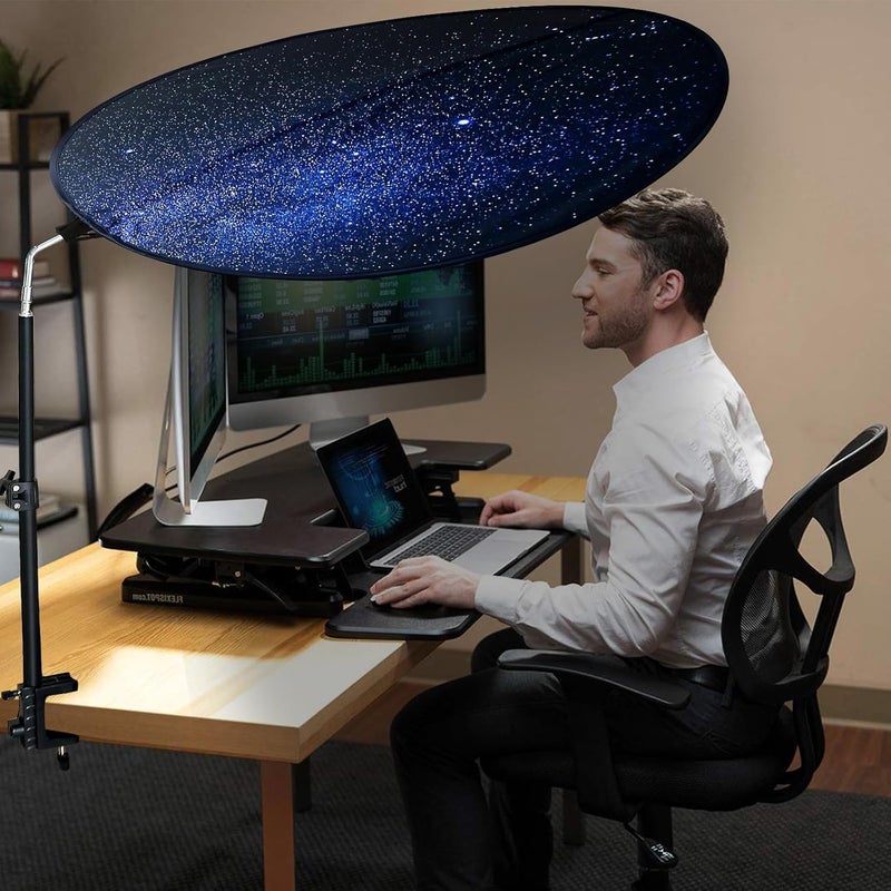 VSUNTENT Office Cubicle Desk Shade Anti-Glare Cover Light Sensitive Professionals Cubicle Light Blocker for Workspaces Desk Canopy 36" Circular Shading Light Shade with Clamp - Image 2